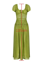 Smocked Midi Dress with Puff Sleeves - View 9 | TEVQA