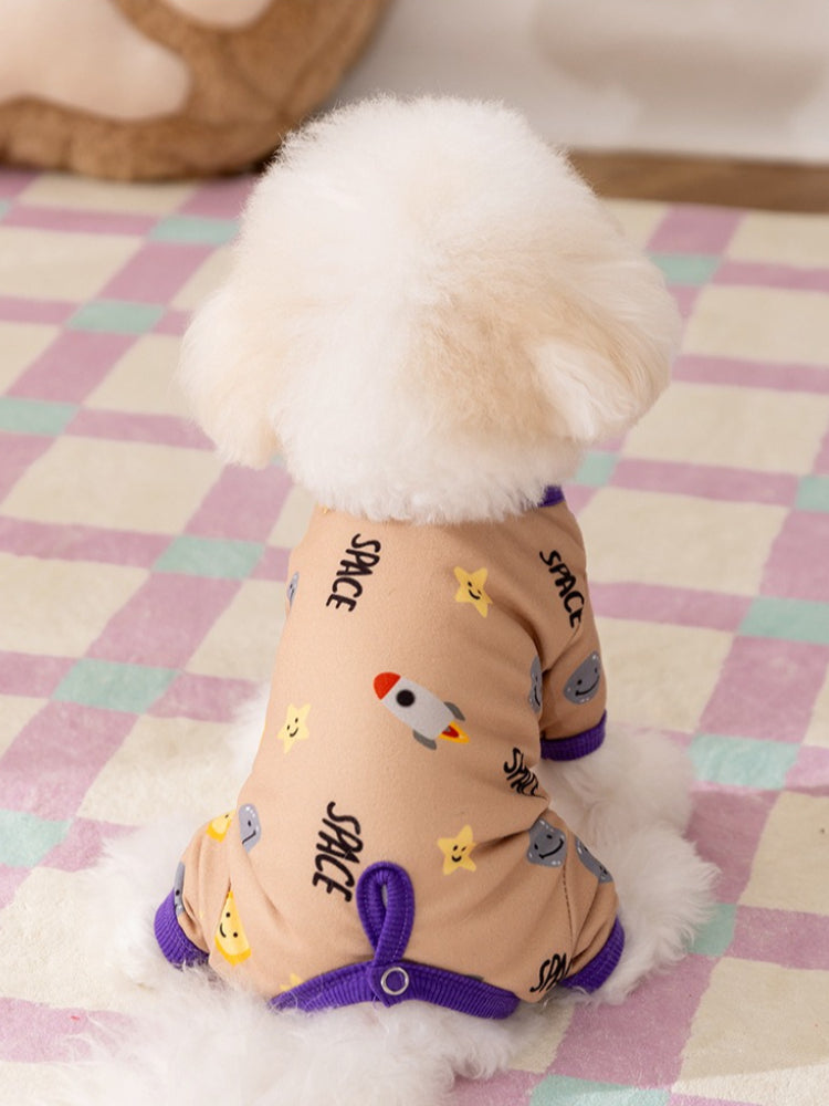 Space Exploration Print 4-Legged Pet Jumpsuit & Recovery Suit