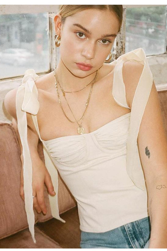 Lace Up White Tank Top - Dress In Beauty