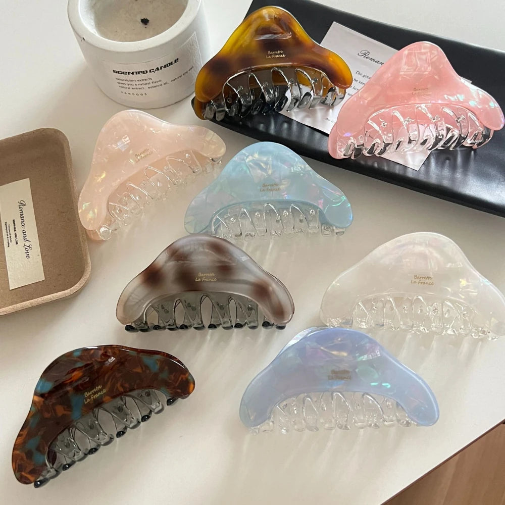 3.3 Inch Iridescent Acetate Hair Claw - Solid 37g Premium Triangle Clip