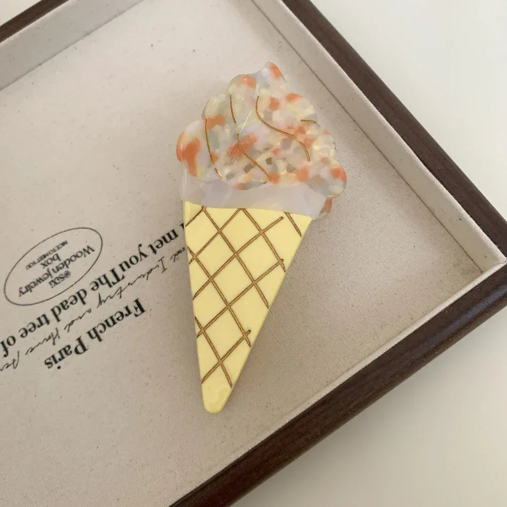 Large Ice Cream Cone Acetate Hair Claw - View 6 | TEVQA
