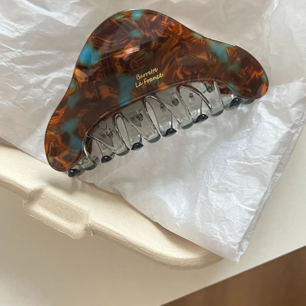 3.3 Inch Iridescent Acetate Hair Claw - Solid 37g Premium Triangle Clip