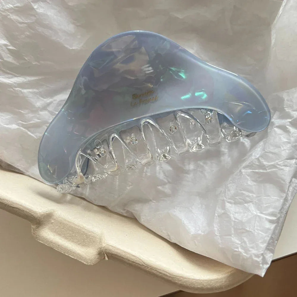 Premium 3.3 Inch Iridescent Acetate Triangle Hair Claw Clip - View 12 | TEVQA