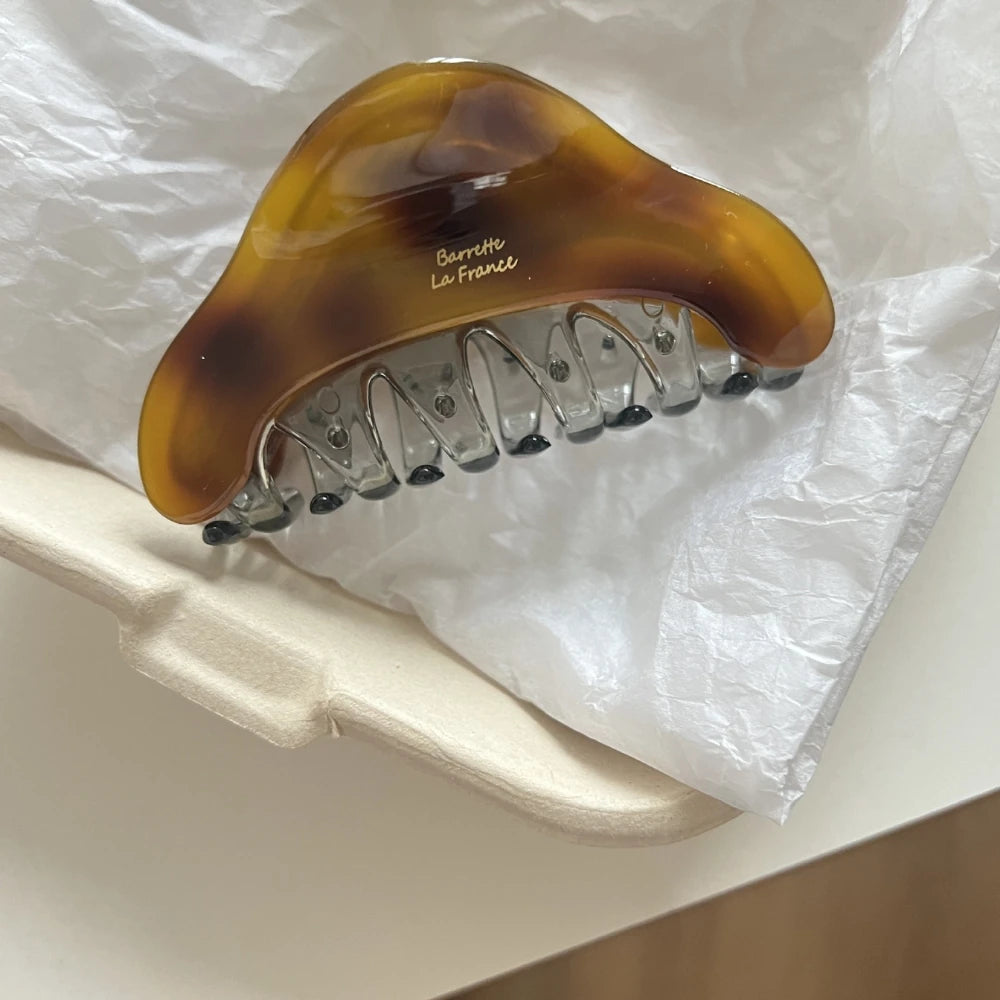 3.3 Inch Iridescent Acetate Hair Claw - Solid 37g Premium Triangle Clip