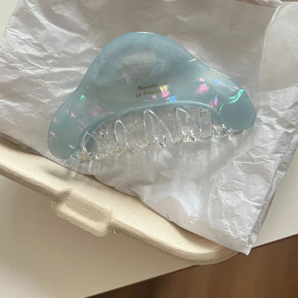 Premium 3.3 Inch Iridescent Acetate Triangle Hair Claw Clip - View 10 | TEVQA