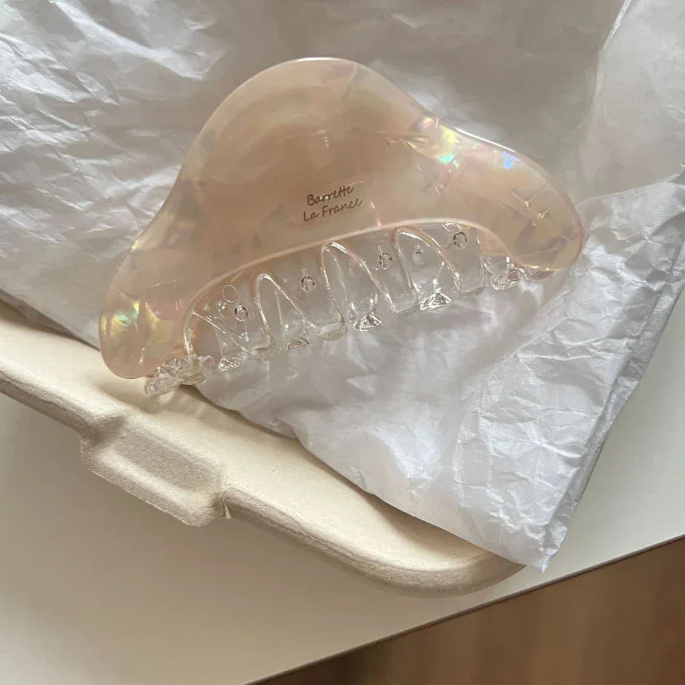 Premium 3.3 Inch Iridescent Acetate Triangle Hair Claw Clip - View 9 | TEVQA