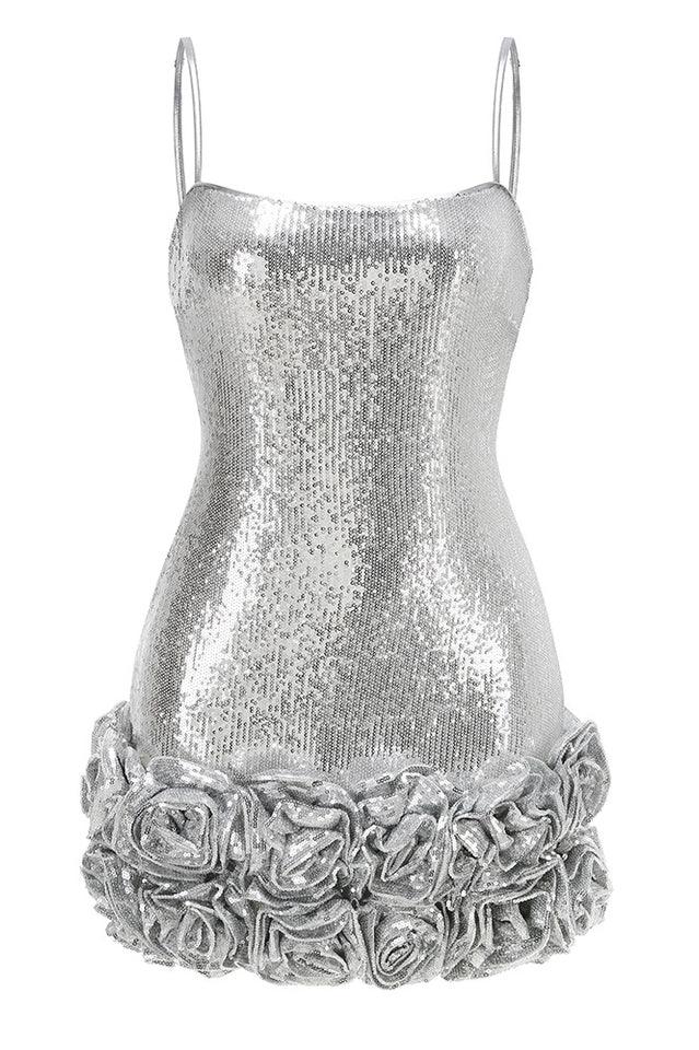 Sequin Flower Mini Dress - View 13 | TEVQA