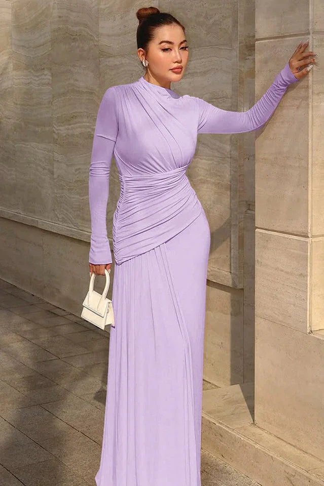 Casey Asymmetric Ruched Bodice Maxi Dress - View 17 | TEVQA