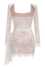 Lace Mini Dress with Square Neckline - View 10 | TEVQA