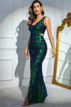 Sequined Maxi Dress with High Slit - View 9 | TEVQA