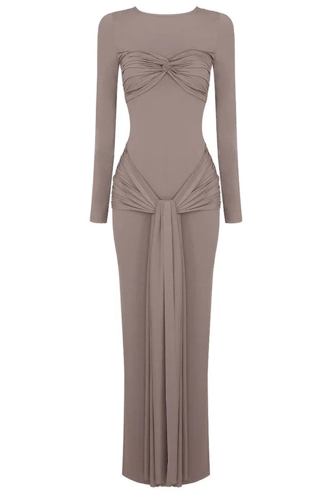 Strappy Long Sleeve Maxi Dress - TEVQA