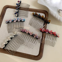 Dainty Acetate Flower Hair Comb - 2.9 Inch Decorative Side Comb