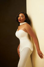 White Strapless Scarf Maxi Dress - TEVQA