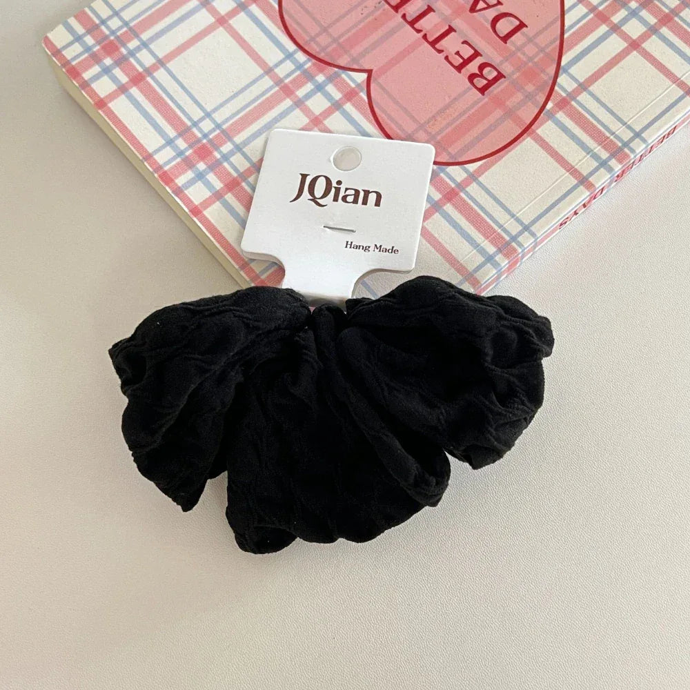 Wide Crinkled Fabric Scrunchie - Gentle Snag-Free Hair Tie - TEVQA