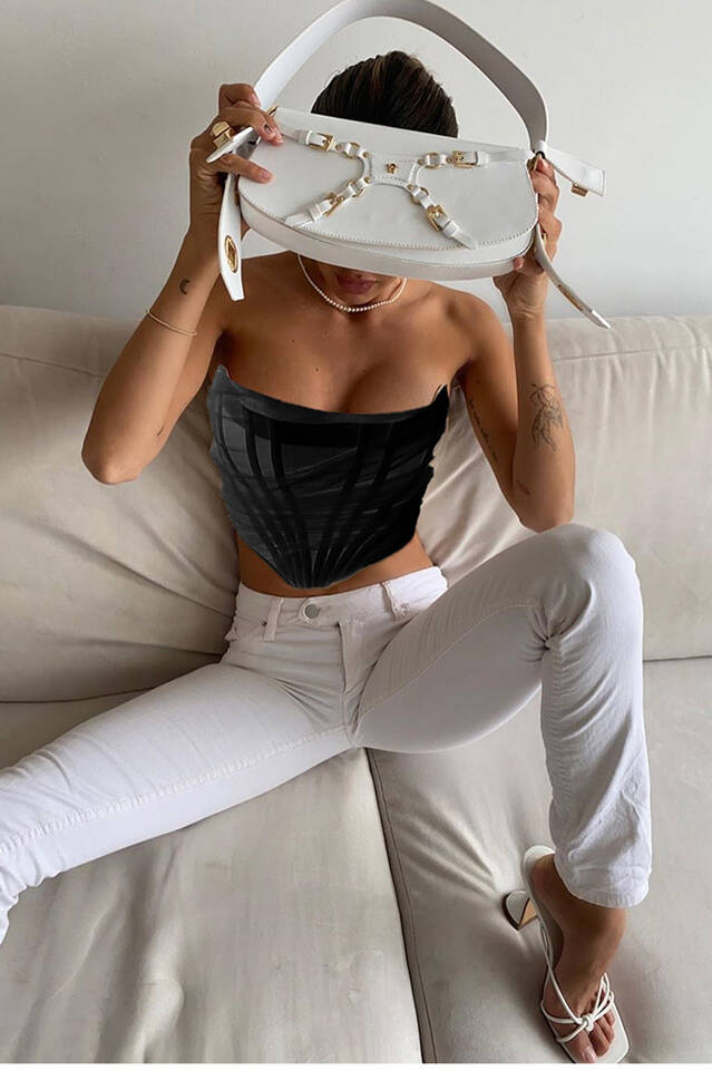 Mesh Boned Corset Top - Dress In Beauty