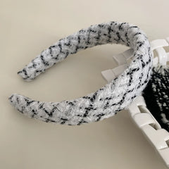 Classic Tweed Padded Headband - 1.2 Inch Black & White Collection