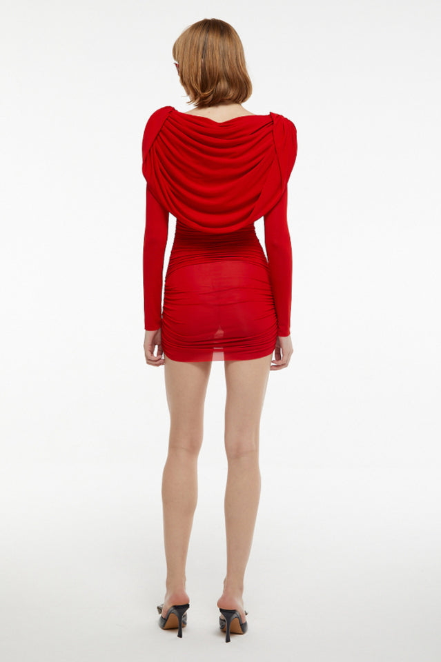 Arina Long Sleeve Plunge Mini Dress | Dress In Beauty