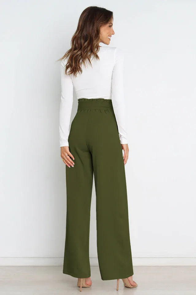 Belted wide leg crepe trousers - View 11 | TEVQA