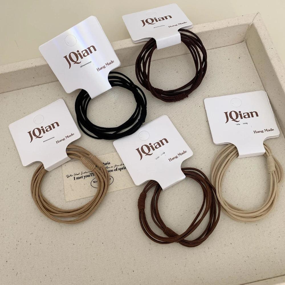 Thin seamless hair elastics in neutral colors - View 10 | TEVQA