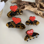 Acetate Heart Claw Clip in Tortoise Shell (4 Inch) - TEVQA