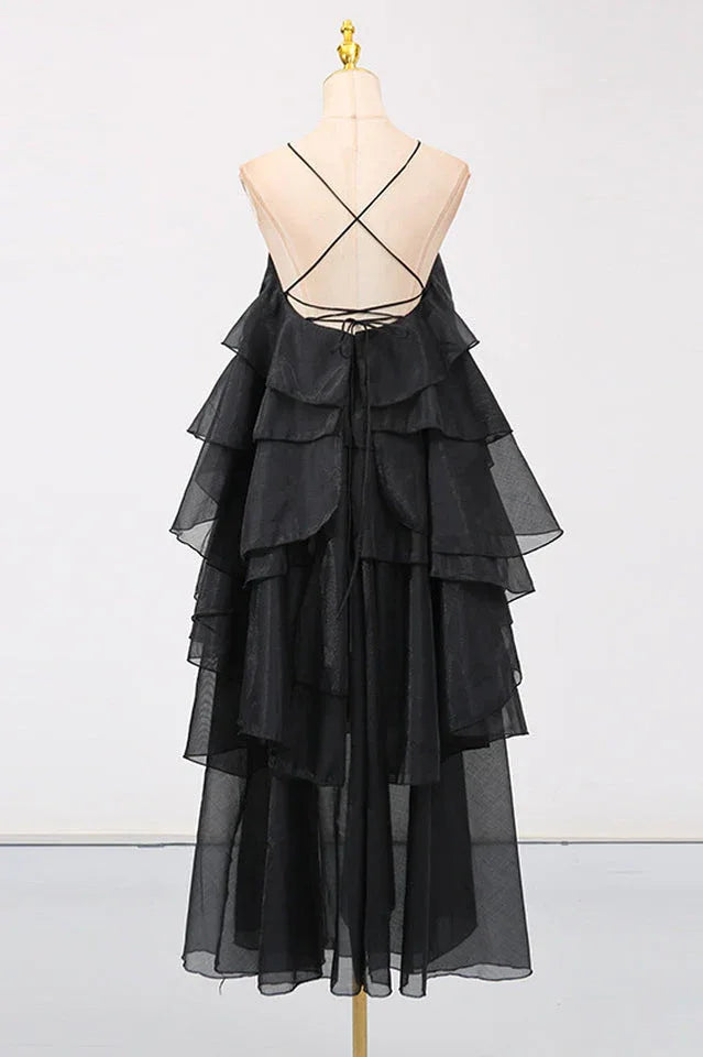 Halterneck Tiered Ruffle Maxi Dress - View 18 | TEVQA