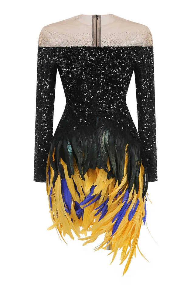 Sequin Feather Gown - View 6 | TEVQA