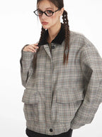 Vintage Plaid Harrington Jacket - TEVQA