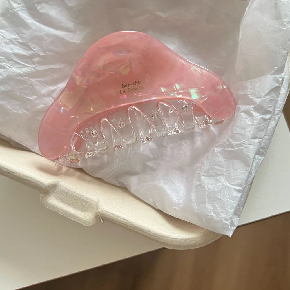 3.3 Inch Iridescent Acetate Hair Claw - Solid 37g Premium Triangle Clip