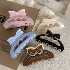 Chic Bow Cutout Acetate Hair Claw Clip - 3.5 Inch Trendy Pattern Collection