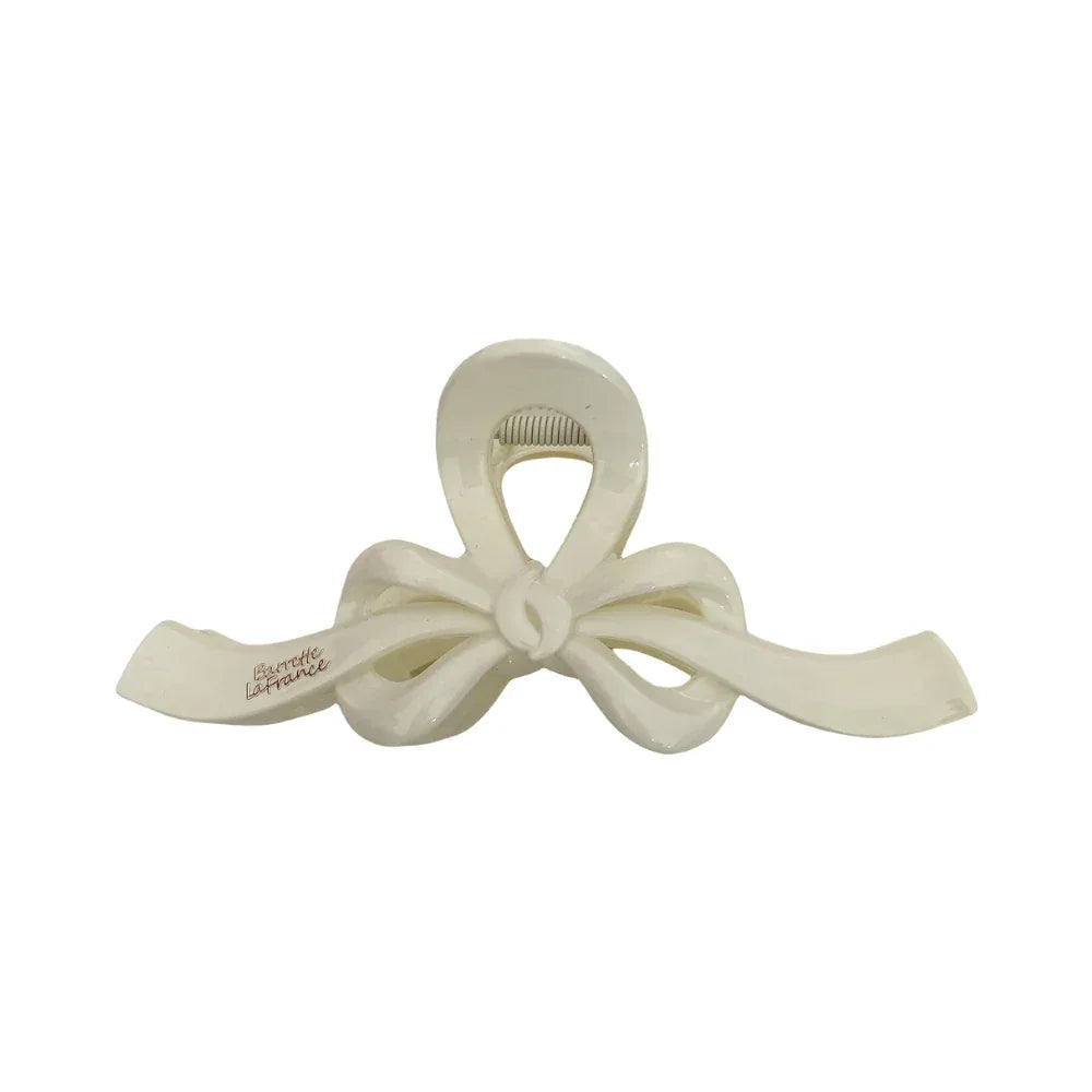 White bow claw clip