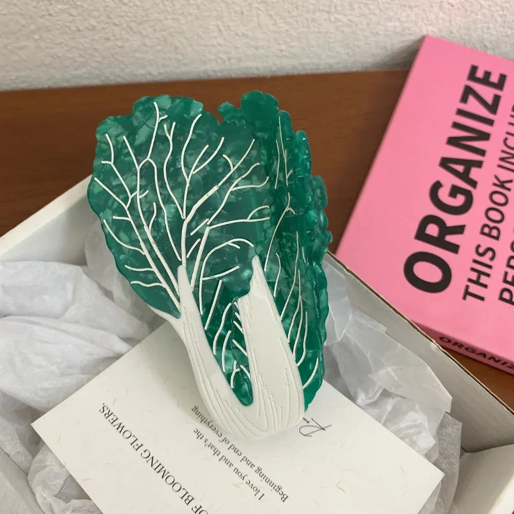 Large Napa Cabbage Acetate Hair Claw - View 6 | TEVQA