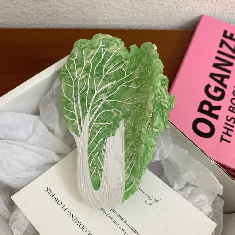 Large Napa Cabbage Acetate Hair Claw - View 7 | TEVQA