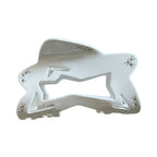 white abstract figure hair claw clip with rhinestones