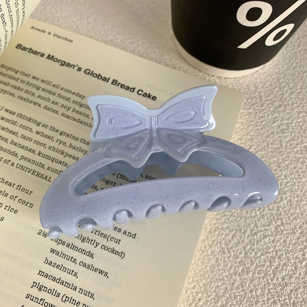 Chic Bow Cutout Acetate Hair Claw Clip - 3.5 Inch Trendy Pattern Collection