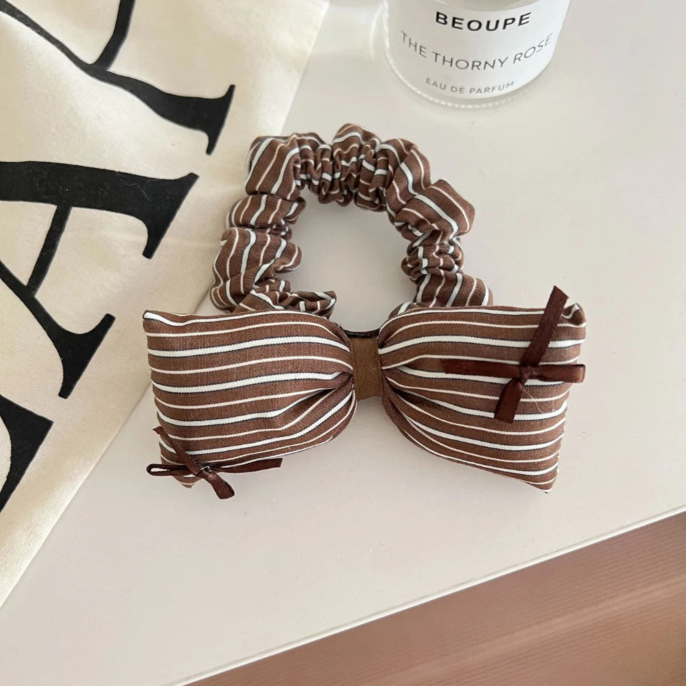 Classic Preppy Stripe Scrunchie (Lace or Bow Style)
