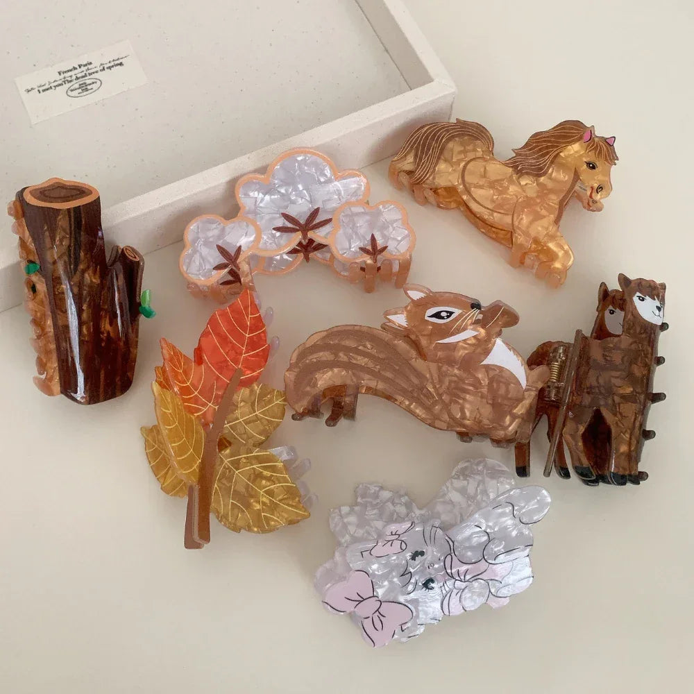 Whimsical Woodland & Farm Acetate Hair Claw - TEVQA