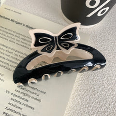 Chic Bow Cutout Acetate Hair Claw Clip - 3.5 Inch Trendy Pattern Collection