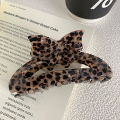 Chic Bow Cutout Acetate Hair Claw Clip - 3.5 Inch Trendy Pattern Collection