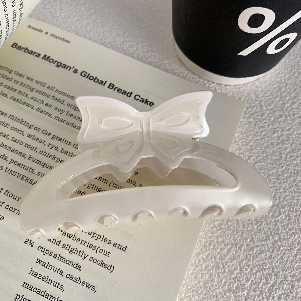 Chic Bow Cutout Acetate Hair Claw Clip - 3.5 Inch Trendy Pattern Collection