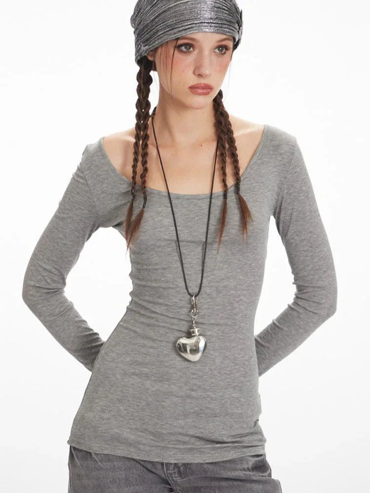 Y2K Grunge Lace Cross Back Long Sleeve Top - TEVQA