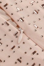 Sequin Mesh Column Gown with Cut-Out Detail - View 8 | TEVQA