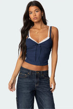 Lace Trim Cropped Tank Top - View 11 | TEVQA