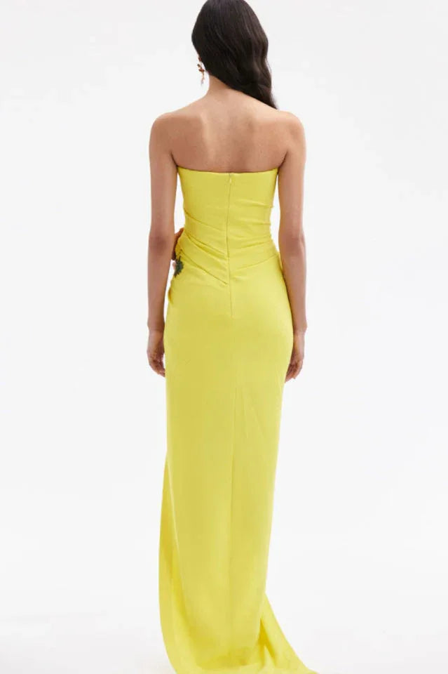 Floral Strapless Evening Gown - View 6 | TEVQA