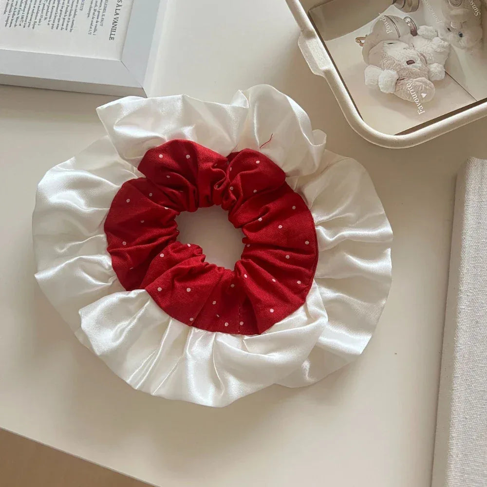Oversized Scarf Scrunchie with Lace Trim - View 6 | TEVQA