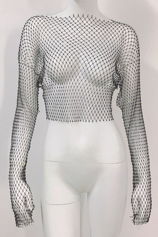 Crystal Diamond See Through Crop Top | Dress In Beauty