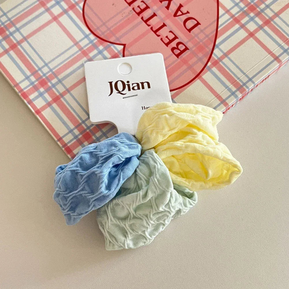 Wide Crinkled Fabric Scrunchie - Gentle Snag-Free Hair Tie - TEVQA