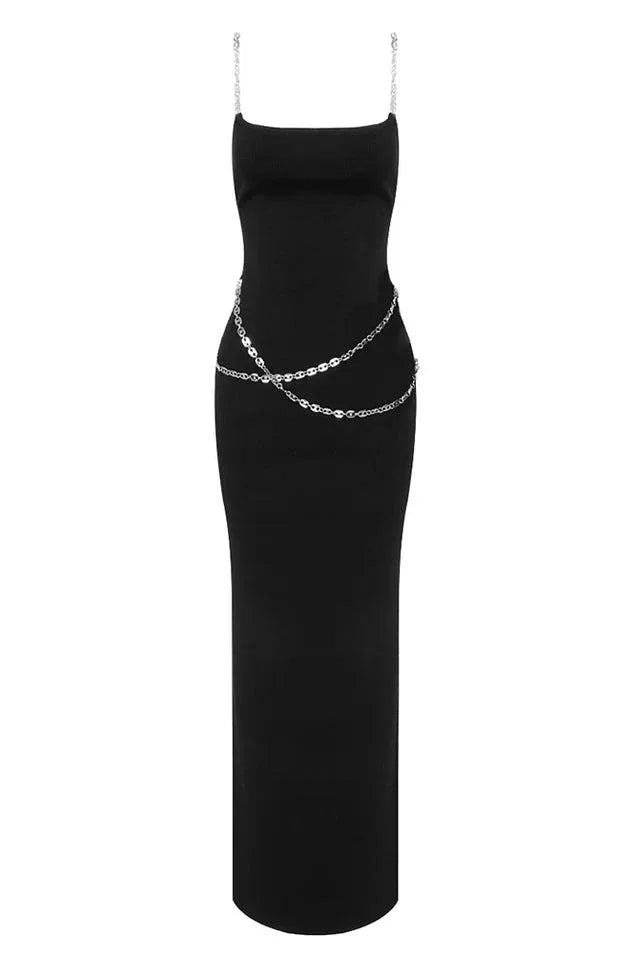 Katalina Knit Maxi Dress with Chain Strap - View 17 | TEVQA