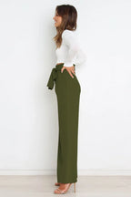 Belted wide leg crepe trousers - View 12 | TEVQA