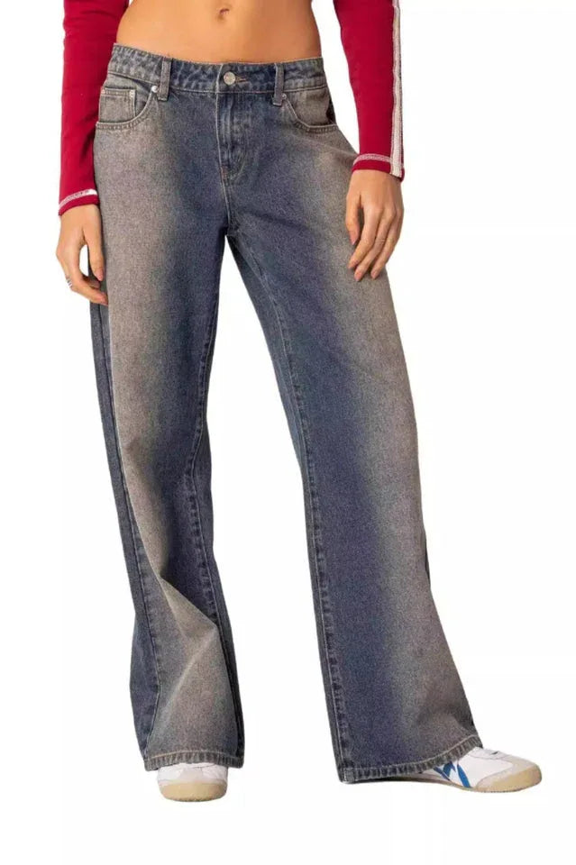 Striped wide leg denim jeans - View 18 | TEVQA