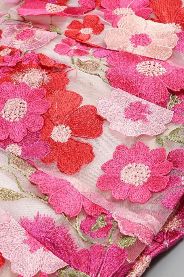 Floral Appliqué Mini Dress - View 9 | TEVQA